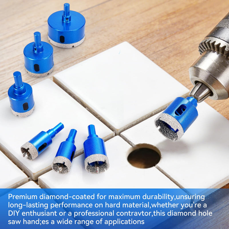 Diamond Tipped Hole Saw Set, 2 Piece 2-1/2" Diamond Hole Saw Bits with Pilot Drill Bit Accurate Drilling for Porcelain, Tile, Ceramic, Granite, Stone,Glass 65mm 2-1/2'' | 65mm