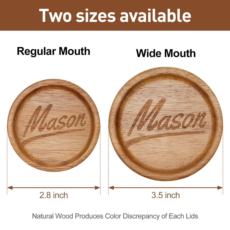 12 Pack Acacia Wood Mason Jar Lids Wide Lid & Regular Mouth Lids Small Large Mouth Reusable Mason Jar Tops Wooden Lids for Glass Cups Bamboo Lid for Mason Jars Covers Accessories Canning Supplies 6 Regular + 6 Wide Mouth 12 Pcs