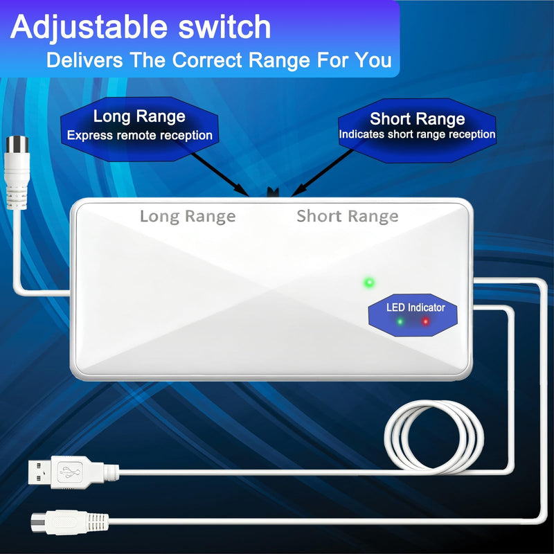 TV Antenna Amplifier Signal Booster, Suit for All Antennas, White | 25DB High Gain Powerful Antenna Booster for TV Antennas, Clear Up Pixelated Amplifier, Adjustable Reception Range, USB Power WHITE-S