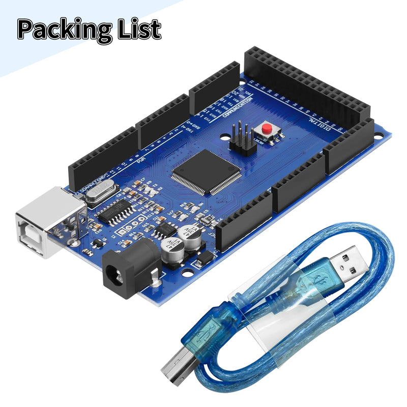 MEGA R3 Board ATmega 2560 with USB Cable, MEGA 2560 R3 Development Board Compatible with Arduino - Improved Version
