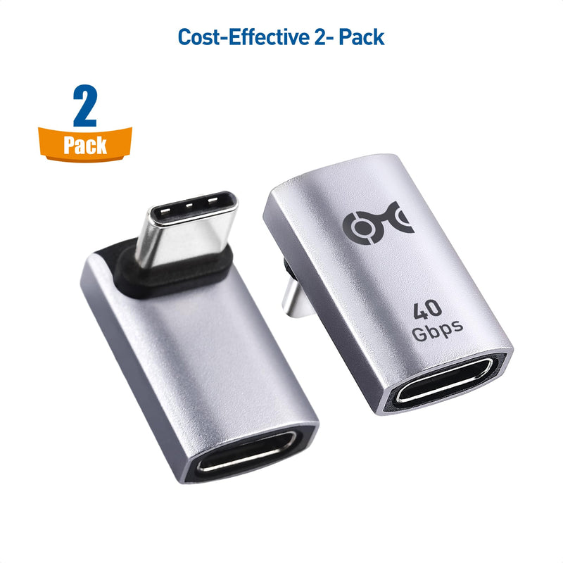 Cable Matters 2-Pack 40Gbps Right Angle USB C Adapter with 240W PD (90 Degree USB C Adapter) in Black - Thunderbolt 4, Thunderbolt 3, USB 4 Port Compatible with iPhone 15, iPad Pro, Steam Deck