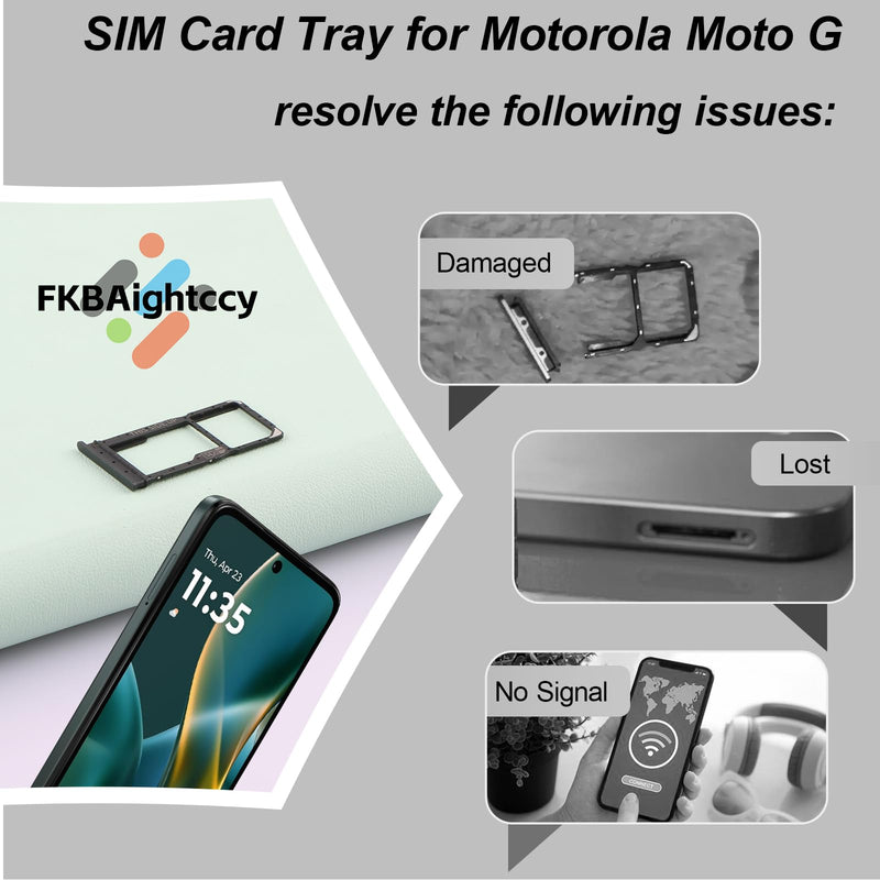2PCS Sim Card Tray for Motorola Moto G 5G 2025 SD Card Tray for Moto G 5G 2025 XT2513V XT2513-1 XT2513-2 Slot Holder Replacement with Open Eject Pin（Black）