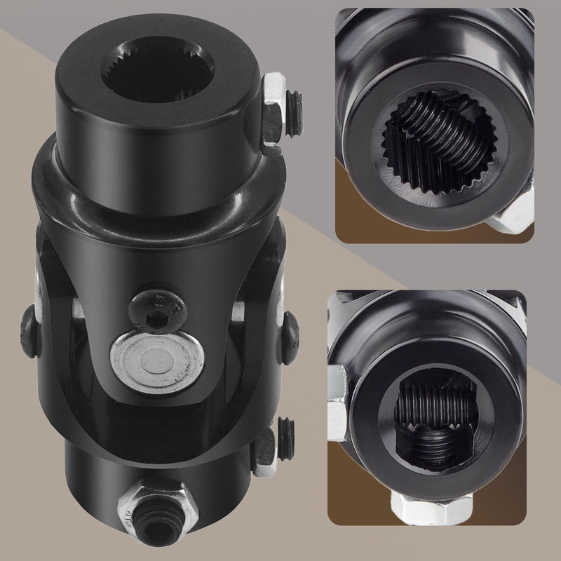5/8"- 36 Spline x 3/4" DD U Joint Universal Steering Shaft U Joint Coupler Max Angle 35 Degree (3-1/4") 83mm Black 5/8"- 36 Spline x 3/4" DD 1