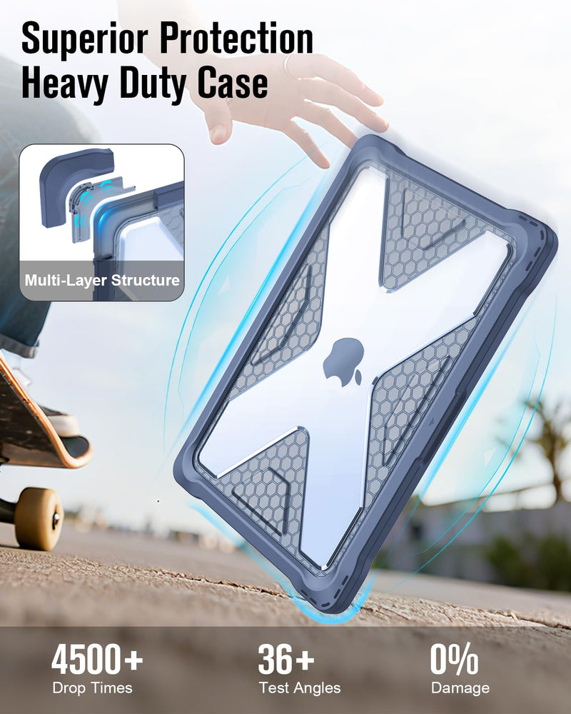 Fintie Rugged Case for MacBook Neo 13 Inch A3404 2026, Indigo | Heavy Duty, Fingerprint Resistant, Shock-Absorbing, TPU Bumper, Hard Shell, Snap-On Cover, Work Travel Study Daily Use