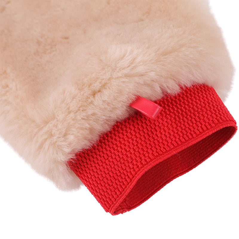 Gracefur Ultra-Soft Sheepskin Grooming Mitts for Horses – 2-in-1 Lambswool Applicator Wipe Mitt for Tack, Saddle & Boot Cleaning, Leather Care – Perfect Washing Gloves for Sensitive Horses Pink-No Finger