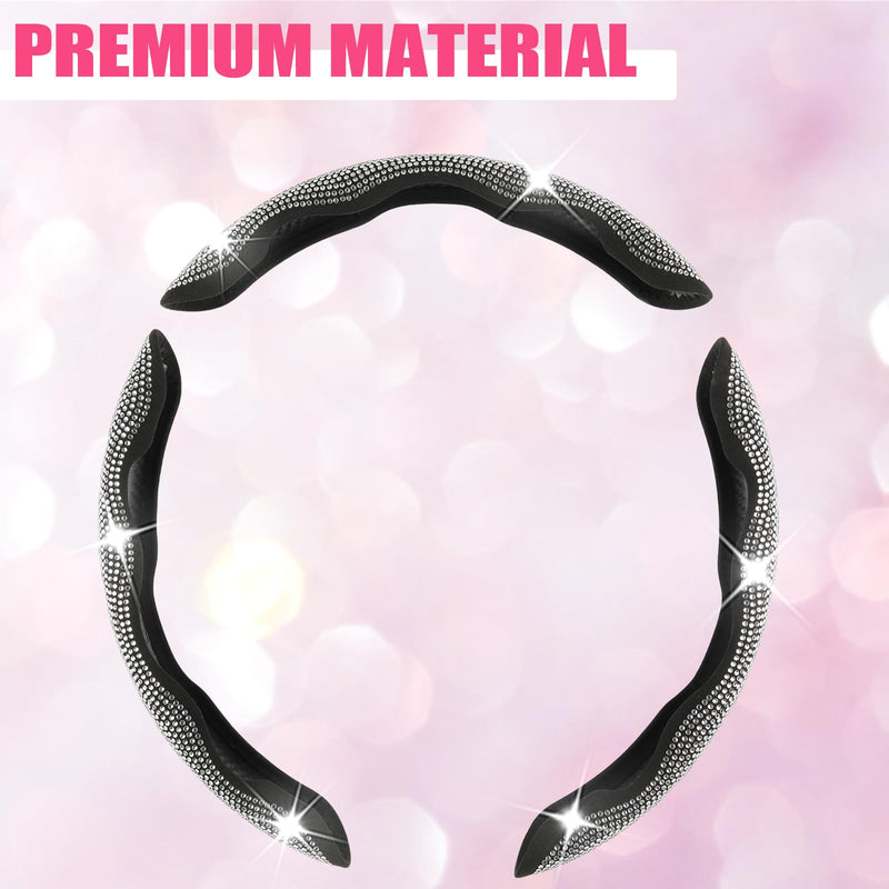 West Llama Diamond Bling Car Steering Wheel Cover with Crystal Rhinestones,3PCS Segmented Steering Wheel Protector,Universal for 99% Cars for Women(Black with White Diamond) 3 Pieces Black with White Diamond Rhinestones