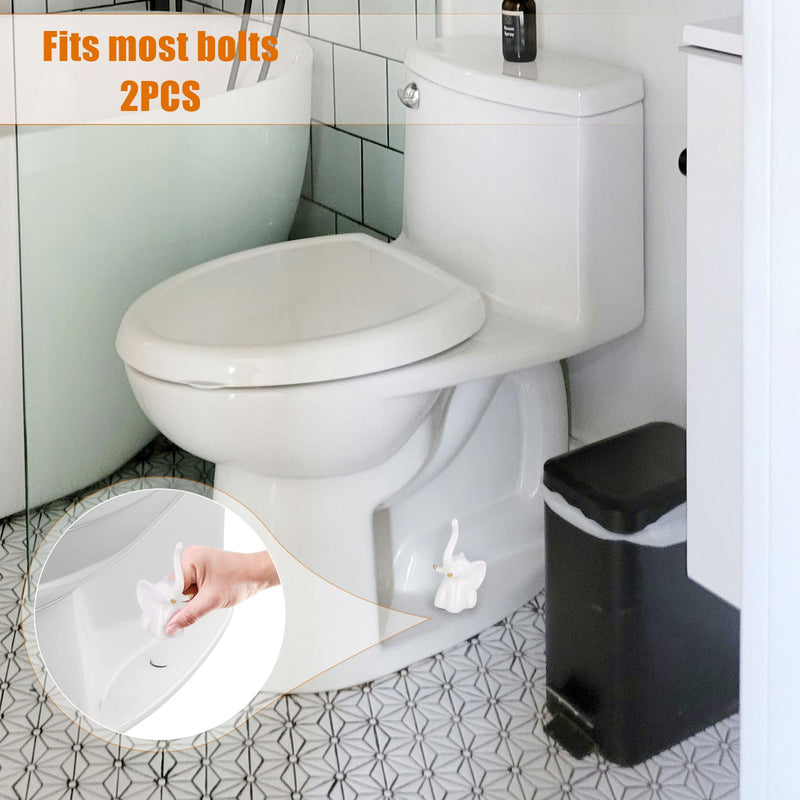 2pcs Toilet Floor Bolt Caps, Toilet Bolt Elephant Knob Cover, Toilet Seat Bowl Covers Ceramic Bottom Toilet Bolt Toilet Screw Covers Caps, Decorative Easy installation Set for Bathroom Decor