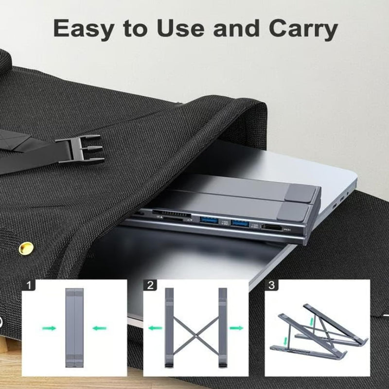 8-in-1 USB C Laptop Docking Station Stand, USB C Dock Tablet Stand with 4k HDMI, 2 USB 3.0, Pd 100w, Universal Dock Station for Offices, Desks, Cafes, Plug and Play (1Pcs) 1Pcs