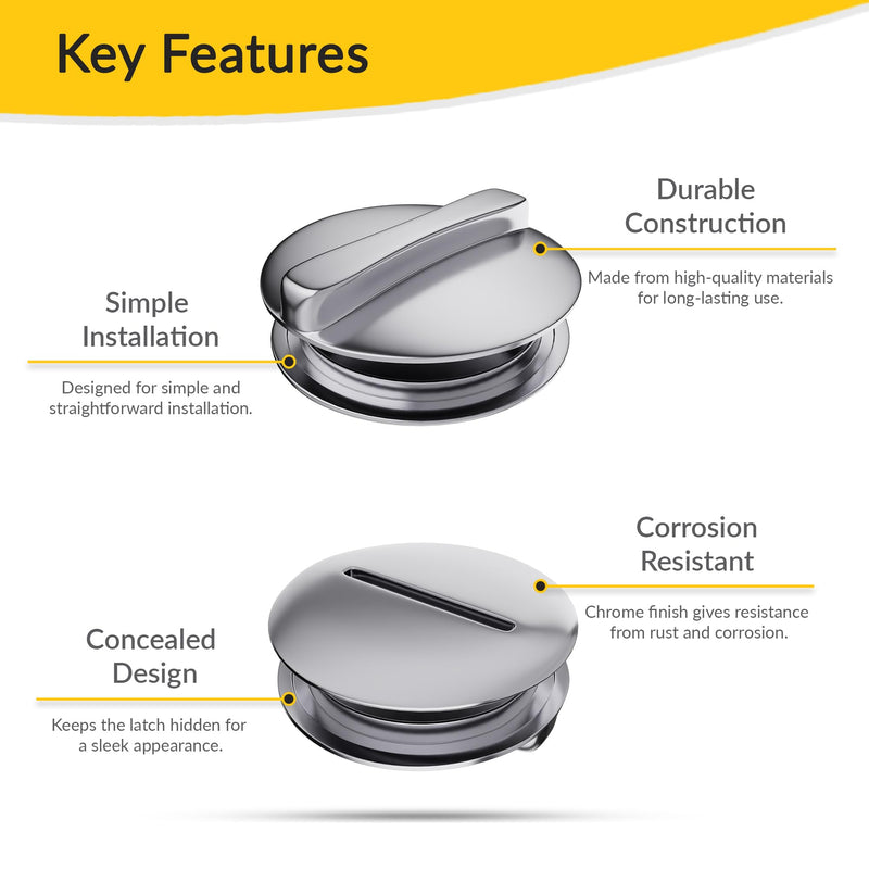 Brixwell 91-130 Concealed Latch Cover and Knob for 1" Steel Door Chrome