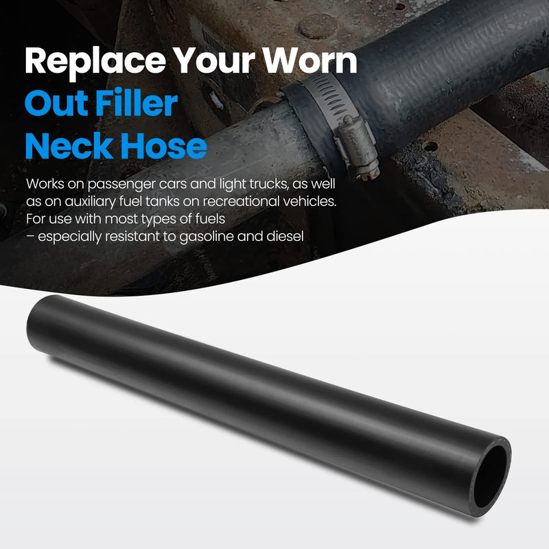 Gasoline Fuel Filler Hose with 4 Clamps - 1 1/2" ID, Reinforced Tank Hose (15 7/8" Long) straight