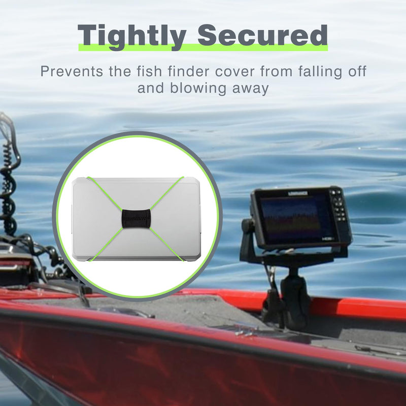 2 Pcs Fish Finder Cover Strap Secure Fishing Graph Cover Adjustable Bungee for Travel Green