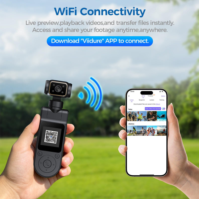 Pocket Body Camera with Audio & Video Recording Vlogging Camera | Portable Video Recorder with 180° Rotating Lens Handheld POV Cameras with Night Vision for Sport/Outdoor/Riding