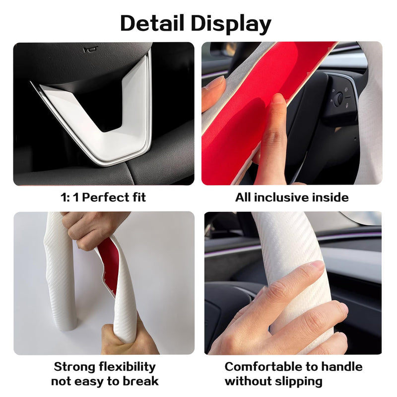 for Tesla Model 3 Highland and Model Y Juniper Steering Wheel Cover Trim Interior Decoration Protection Accessories (M3/My-White 3pcs) E