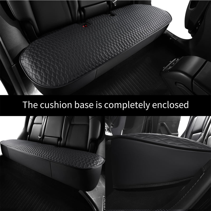  [AUSTRALIA] - SanQing 2PCS Car Seat Cover Luxury Napa Leather Rear Seat Covers for Tesla Model 3 Car Seat Bottom,Heavy Duty Seat Cushion Protector Without Backrest (Leather Black Rear, Model 3) Leather Black Rear