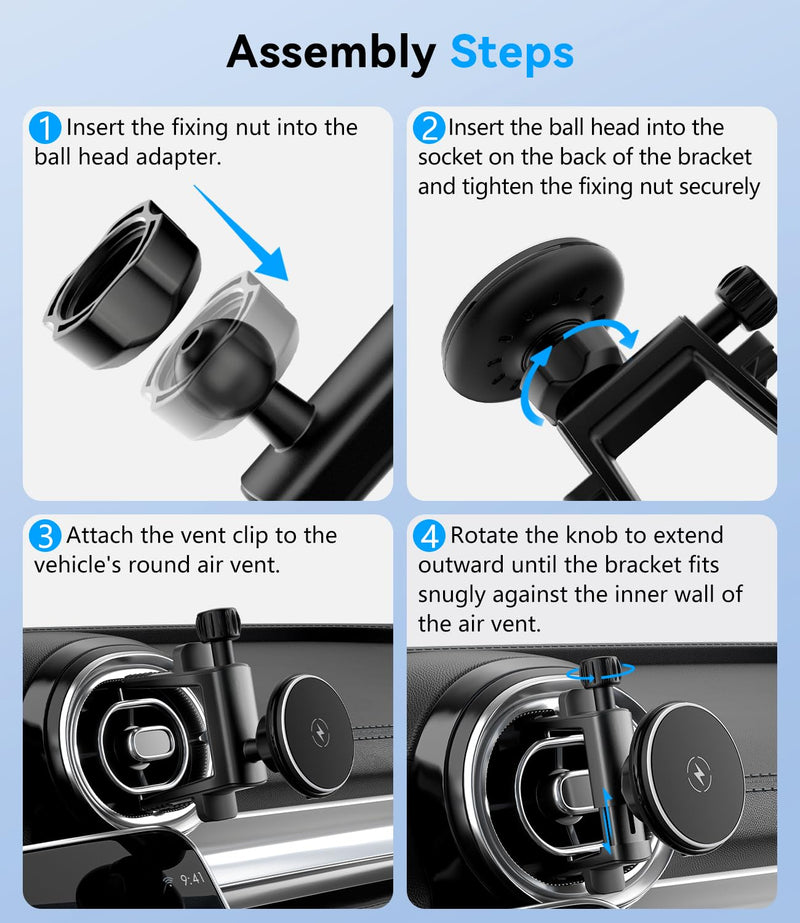 Qi2 Certified 15W Fast Charging Magnetic Wireless Phone Mount for Mercedes Benz A/B/C/E/G/GLA/GLK Car Phone Holder Accessories for MagSafe for iPhone 17 16 15 14 13 12 Pro Max Plus Mini