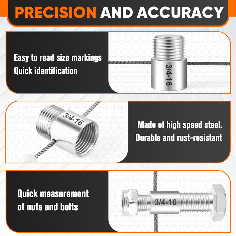 ASDFGHT Nut and Bolt Thread Checker - (44 Gauges) High-Speed Steel Bolt and Nut Identifier Gauge - SAE and Metric Nut Bolt Size Gauge - Nut and Bolt Measurement Tool with Engraved Identification Black & White 44 specifications