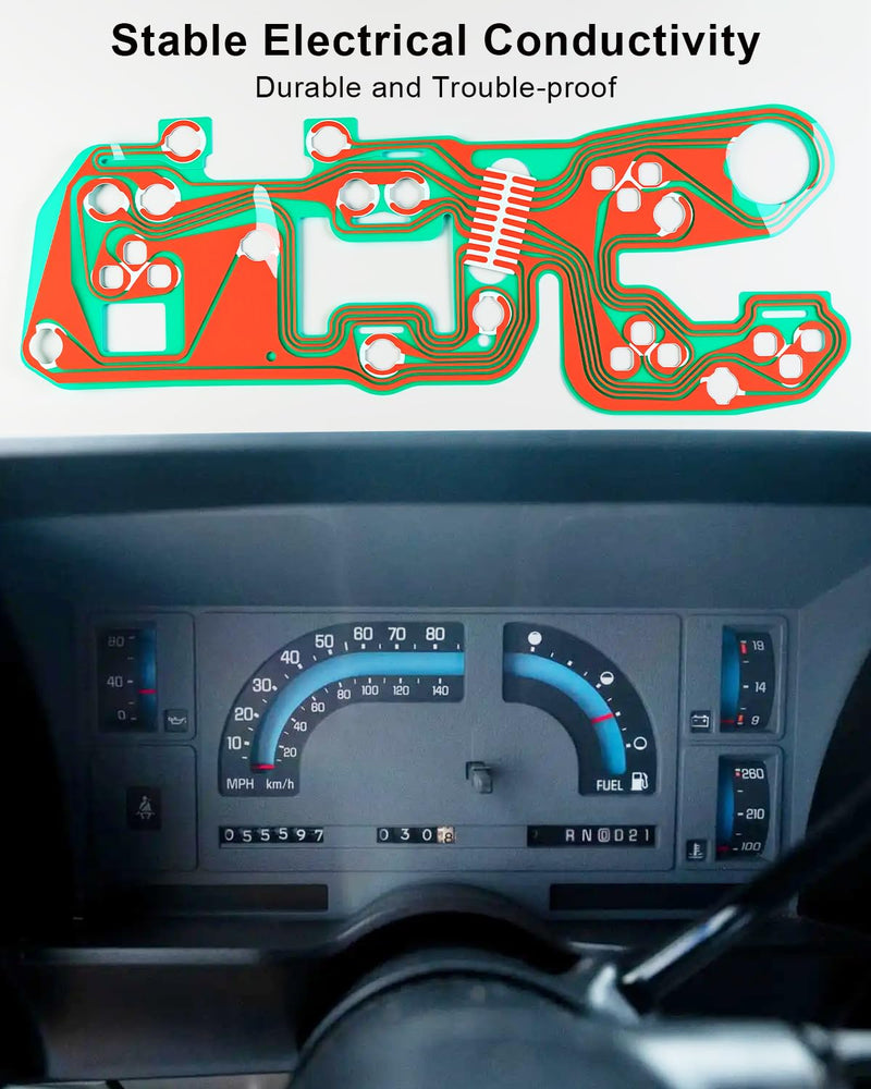 Instrument Cluster Printed Circuit Fit for Chevy Blazer C10 C15 C20 K10 K20 R10 R20 1981-1987 Replace 25044897, with Gauges Without Tachometer