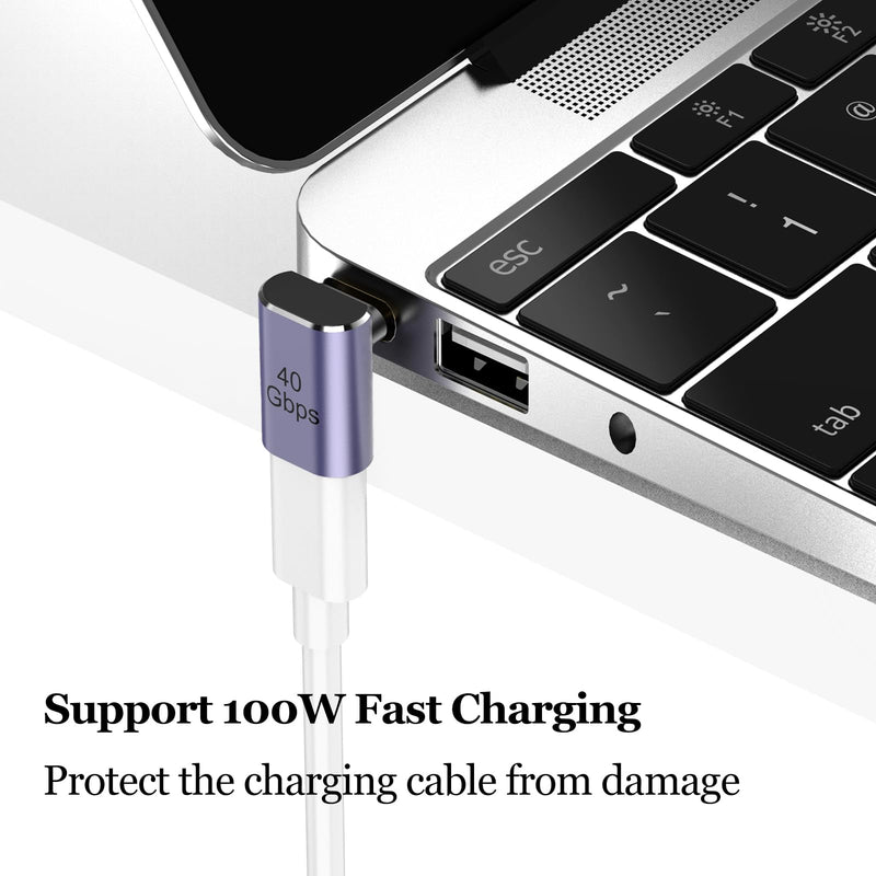4 Pack 90 Degree USB-C Male to Female Adapter, Right Angle 100W Type-C Adapter Extender for Steam Deck, ROG Ally, Switch 2, Notebook Computers, Thunderbolt 4, Tablet and Mobile Phones