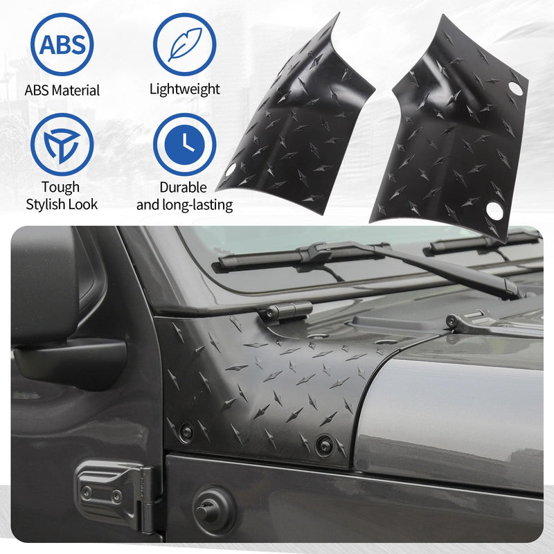 RT-TCZ for Wrangler JL Hood Cowl Cover, Body Armor for Jeep Wrangler JL JLU Gladiator JT 2018 2019 2020 2021 2022 2023 2024 Black Exterior Accessories 2pcs Black Pointer