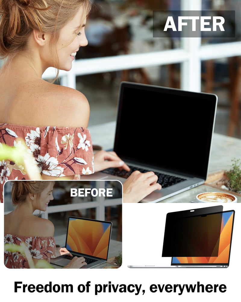 F FORITO 360° Privacy Screen Compatible with MacBook Pro 13 inch (2016, 2017, 2018, 2019, 2020, 2021, 2022, M1, M2), Eye Protection Anti Glare Anti Blue Light Laptop Privacy Filter