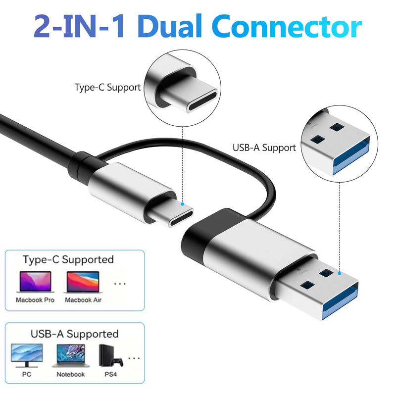 Kalawen USB C Hub USB Hub 3.0, Aluminum 8 in 1 USB Splitter with 1 x USB 3.0, 3 x USB 2.0 and 1 x USB C, SD/TF Card Reader, 3.5mm Aux Ports for MacBook/Pad Pro/Dell/HP Laptop Devices