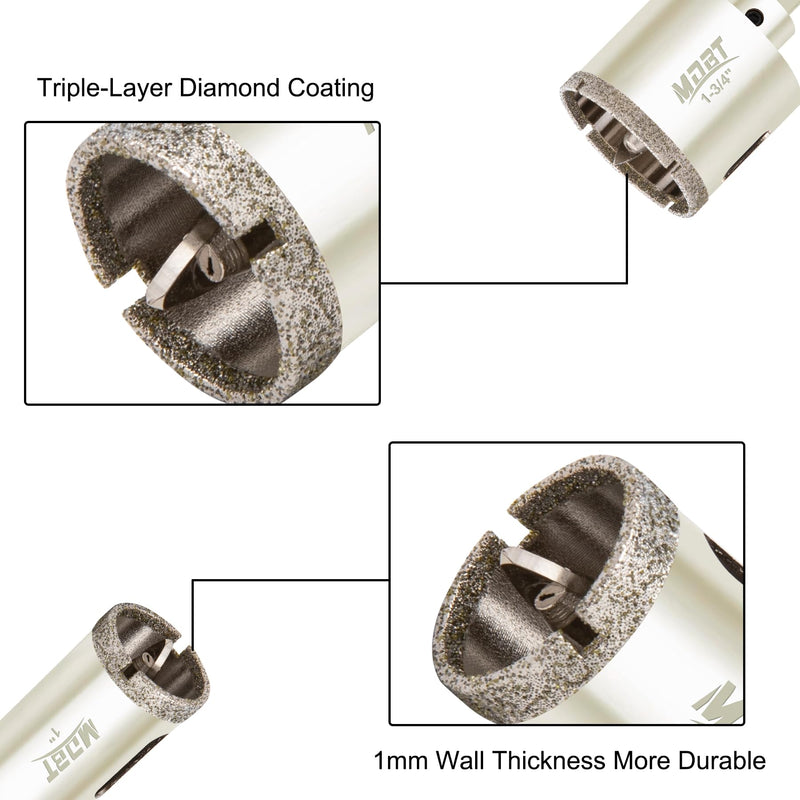 4-1/2 Inch / 115mm Diamond Hole Saw with Pilot Drill Bit, 1-9/16" Depth Drill Bit of Cut for Thick Countertops Marble, Granite, Ceramics,Porcelain, Glass 4-1/2"(115mm)