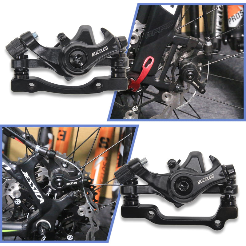 BUCKLOS MTB Bike Disc Brake kit, Mechanical Disc Brakes Aluminum Alloy Caliper for Mountain Bike with 160mm Stainless Steel Rotor/Floating Rotors Black