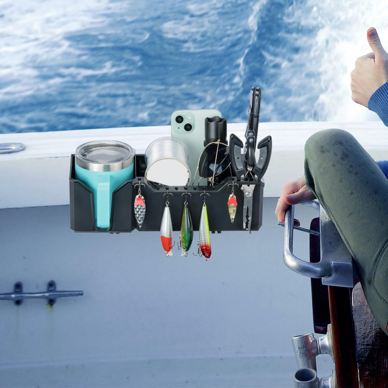 KEMIMOTO Boat Cup Holder, Boat Caddy Organizer Marine Cup Holders for Boats Universal Boat Storage Organizer Fit for Bass Boat Kayak Pontoon Jon Boat Accessories