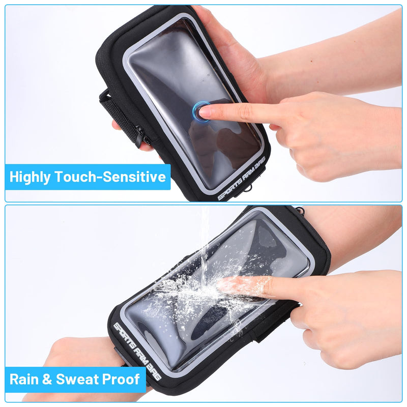 Amabro Wristband Phone Holder for Running, Forearm Armbands with Adjustable Lanyard, Non Slip Clear Crossbody Phone Pouch Purse with Card Slot for Walking Running Workout