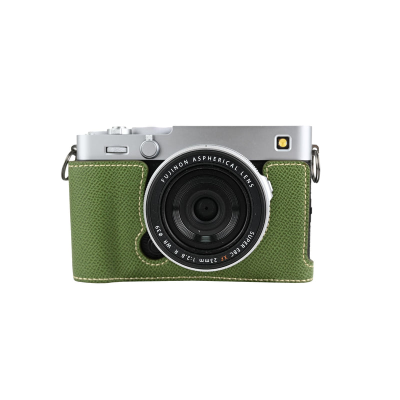 X-E5 Case, Handmade PU Leather FullBody Camera Case Bag Cover for Fujifilm X-E5 XE5 Bottom Opening Version + Neck Strap (Green) Green