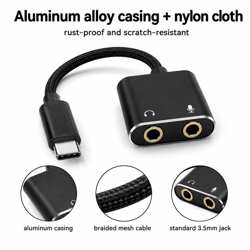 USB C Sound Card, Type C External Sound Card to Headphone and Microphone Jack Audio Adapter Compatible with Windows, Laptops, Desktops Windows