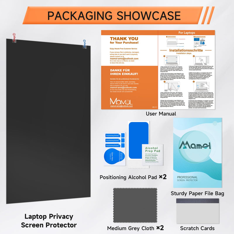 Nano Laptop Privacy Screen 15.6 Inch 16:9, No Glue Computer Monitor Privacy Shield, Matte Anti Glare Blue Light Filter Compatible with Lenovo Hp Dell Acer Asus Thinkpad Envy Xps Laptop 15.6/15 Inch (16:10 Aspect)