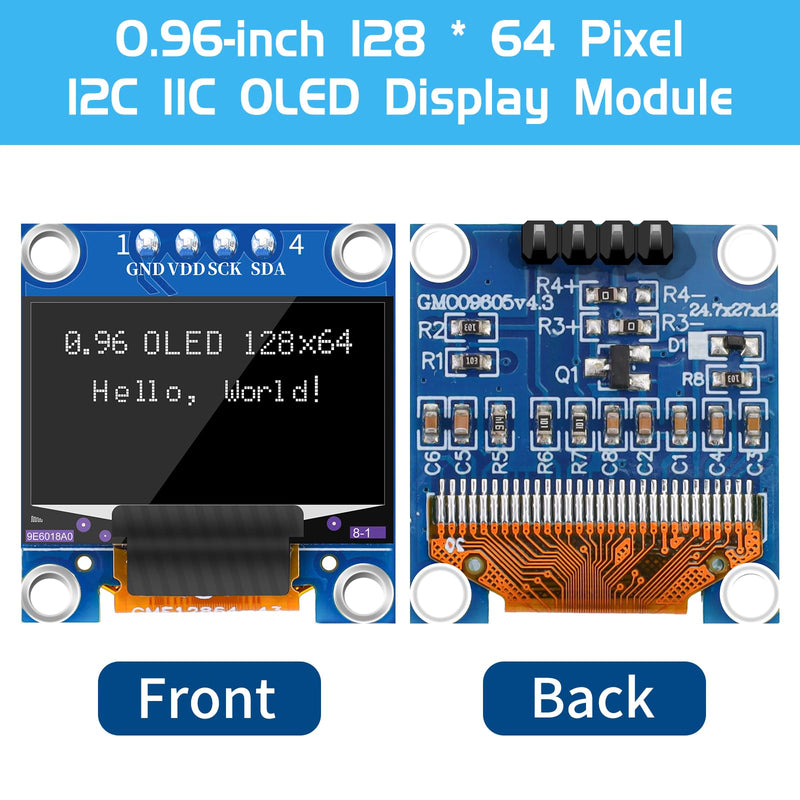 MakerFocus 5pcs 0.96 Inch OLED Display Module I2C IIC Communication SSD1315 Driver 128 x 64 Pixel for Arduino UNO R3 STM32/2 Raspberry Pi (White, Soldered) 5pcs white