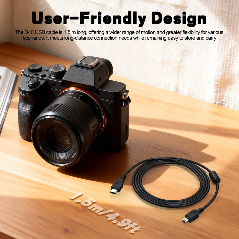 UC-E4 USB Cable Compatible with Nikon D40 D40X D50 D60 D70 D70S D80 D90 D100 D200 D300 D300S D610 D700 D3000 D3100 D7000 D1H D2X D2H D2HS D3 D3S D4 Camera, for iPhone 15/16/17, Laptop, Tablet (4.9ft)