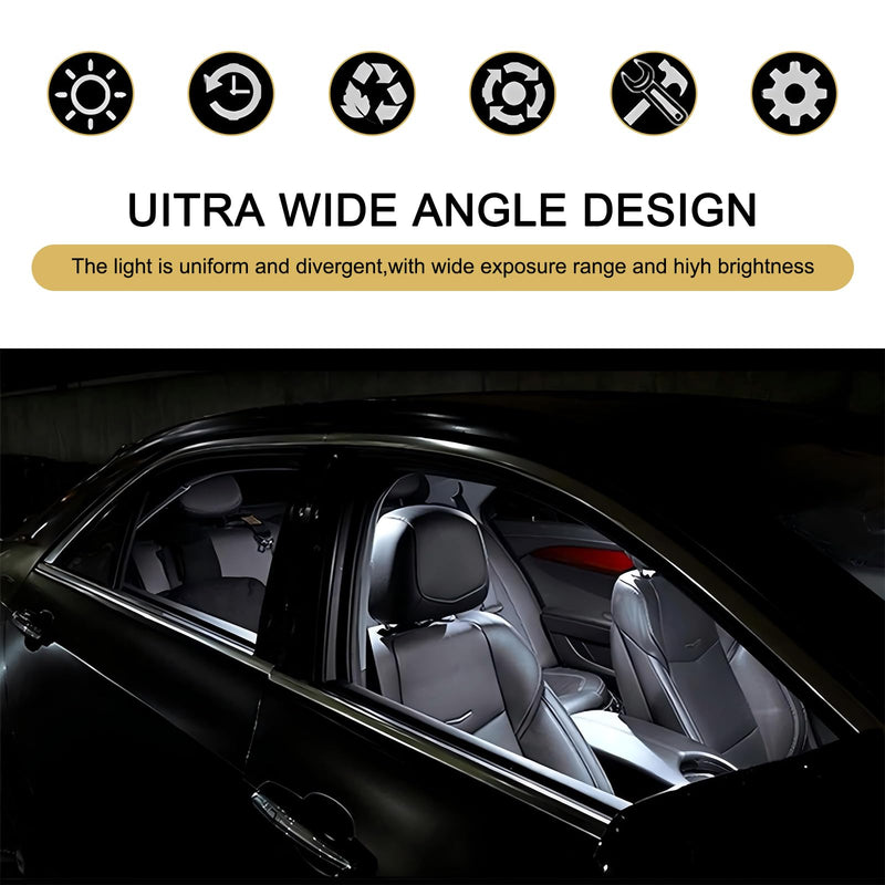 42 PCS Car Interior LED Light Combination Set, T10 31 mm 36 mm 41 mm Reading Light License Plate Light, Wide Angle Super Bright Lighting Plug and Play Bulb, Universal for Cars (White) 42 PCS