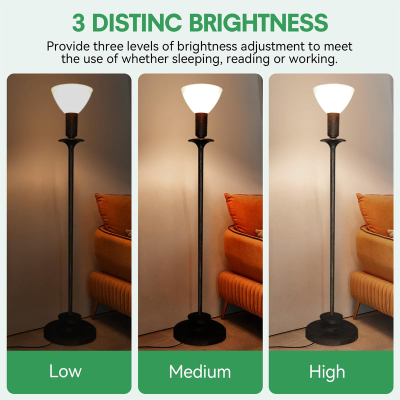 GEPLAD 2-Pack Mogul Base 3 Way LED Light Bulb, 10/20/30W, 100/200/300 Watt Equivalent, Soft White 3000K, for Antique Floor Lamp 4.5 x 5.5 inches