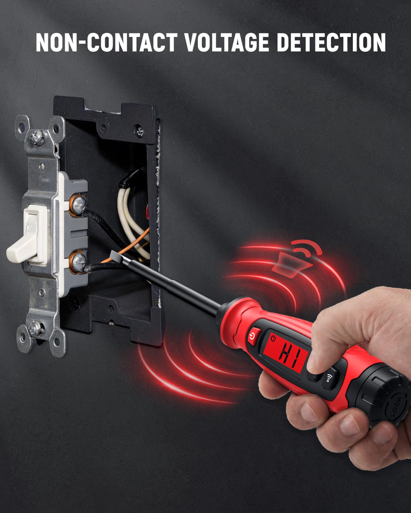 KAIWEETS 2-in-1 Voltage Tester Screwdriver, 3–500V AC Contact Voltage Measurement & Non-Contact Detector Pen, Slotted Head, LCD Display, Live Wire Finder, Continuity Test for Outlet & Circuit, KTS02