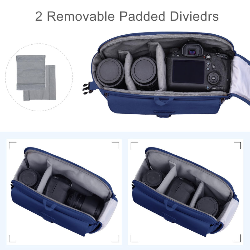 MOSISO Camera Shoulder Bag Camera Case Crossbody Sling Purse, Navy Blue | DSLR/SLR/Mirrorless Compact Padded Photography Handbag with Rain Cover Compatible with Canon/Nikon/Sony Cameras and Lenses