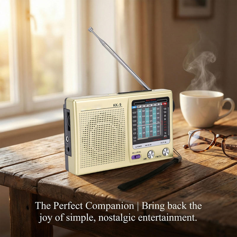 Generic AM FM SW Portable Radio with 3.5mm Headphone Jack for Walking Travel Hiking, Battery Operated Radio (Gold)