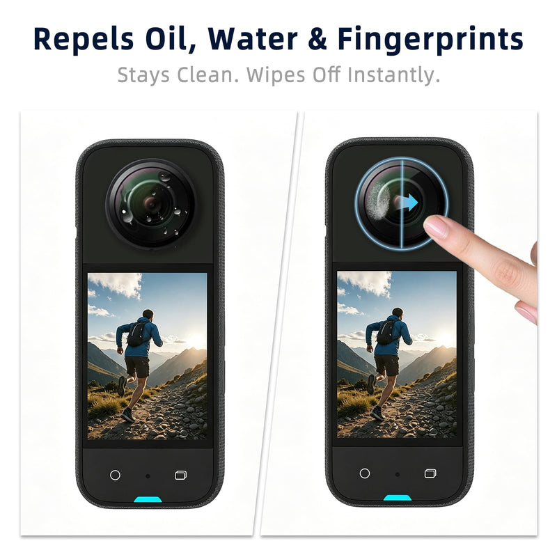 Sticky Lens Guard Custom fit for Insta360 X3, 2-Pack Protective Cover Cap with Anti-Reflective Coating, High Transparency 95% Light Transmission, Scratch-Proof Shockproof Dustproof, Easy Installation