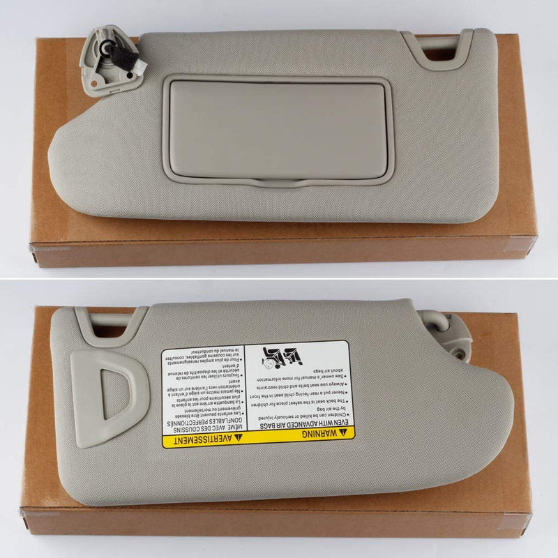 Dasbecan Gray Left Driver Side Sun Visor Compatible with Nissan Altima 2013 2014 2015 2016 2017 2018 with Mirror and Vanity Light Without Sunroof Replaces# 96401-3TA2A Left Gray