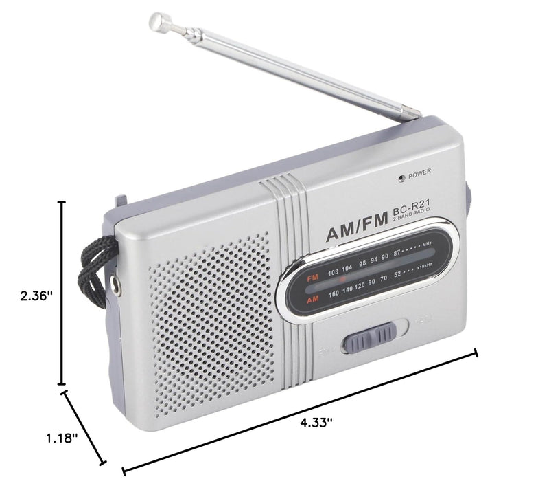 Generic Portable AM FM Mini Radio, Lightweight Pocket Size with Telescopic Antenna and Built in Speaker, for Outdoor Indoor Travel Camping