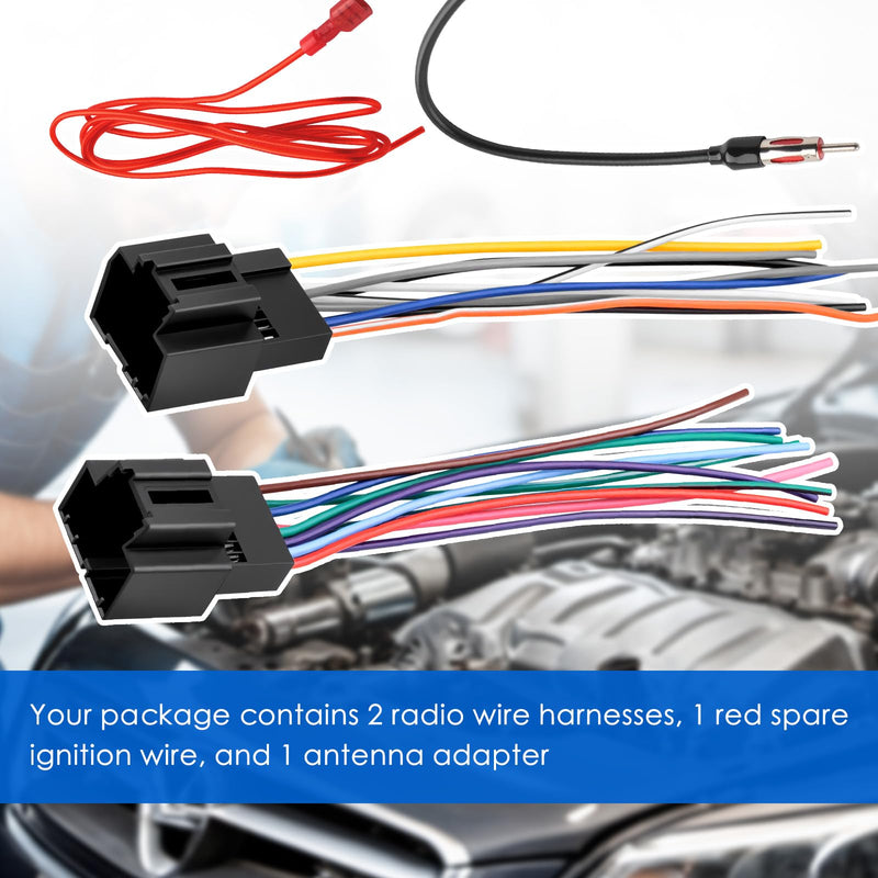 Radio Wiring Harness,Plug and Play Car Audio & Video Wiring Harnesses Kit Compatible with Cadillac GMC Chevrolet,Stereo Wirings Harness with Antenna Adapter & Ignition Wire