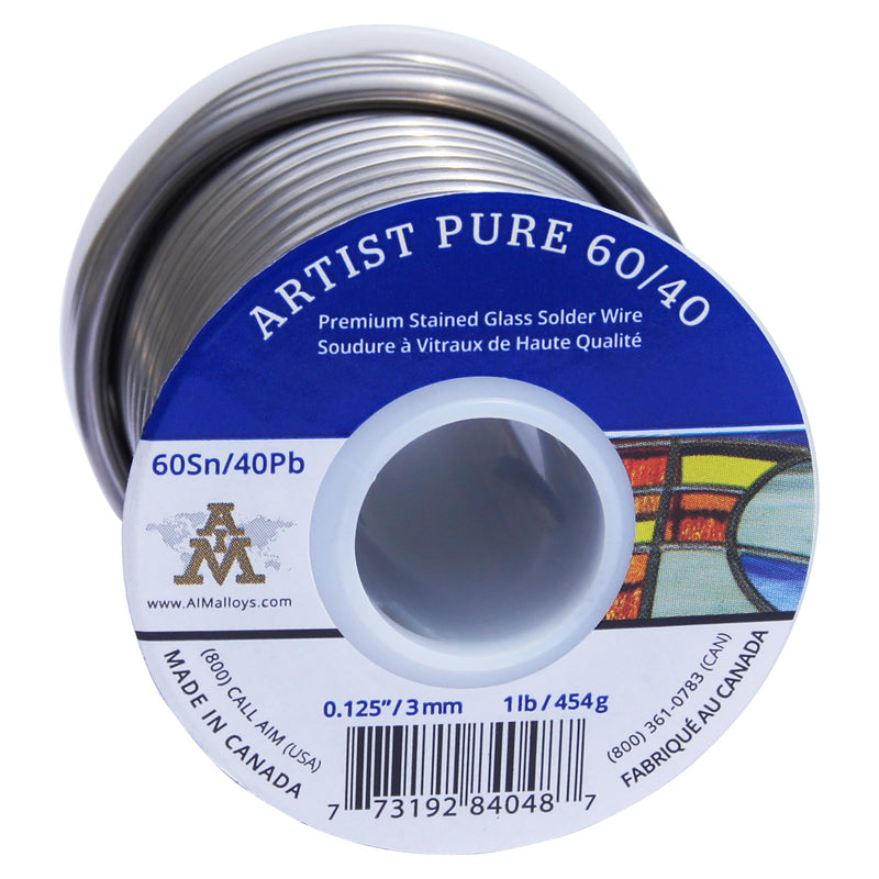 AIM Artist Pure 60/40 Stained Glass Solder, 0.125inch, 1lb (3mm / 454g) 60/40 (tin/lead)