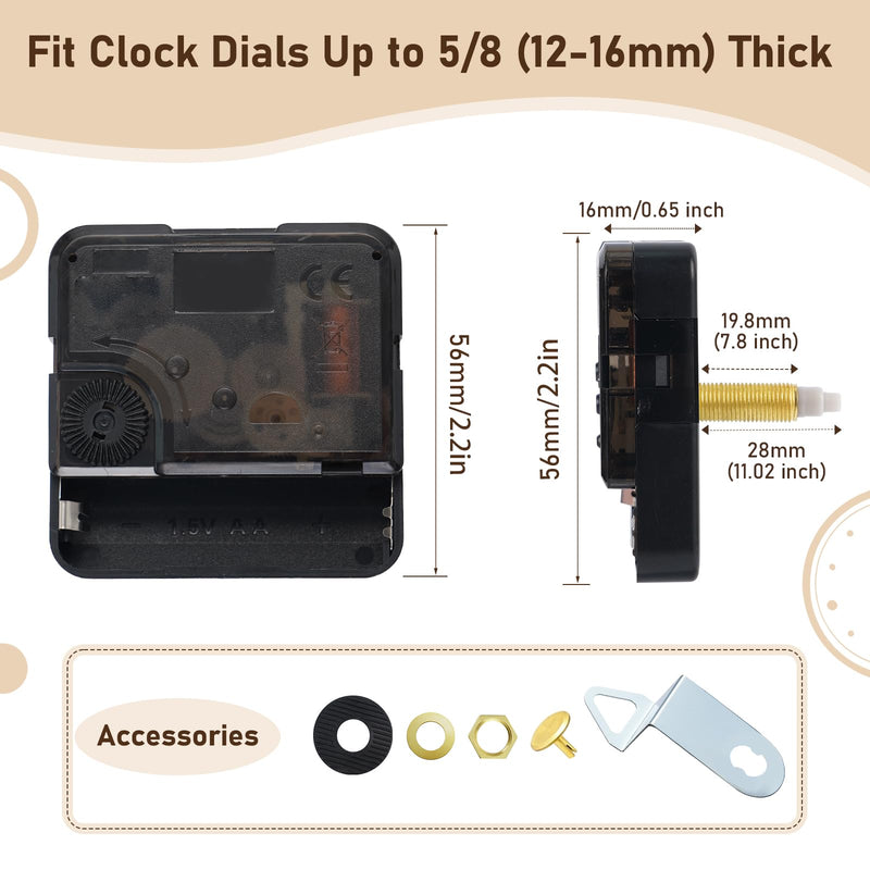 15 Pack Clock Mechanism Replacement Kit with 19 Pairs Clock Hands,Replacement and Custom Clock,Silent Sweep Clock Motor Kit Battery Operated for Clock Repair DIY Replacement (Thread Length 0.78 inche) Thread length 0.78 inche