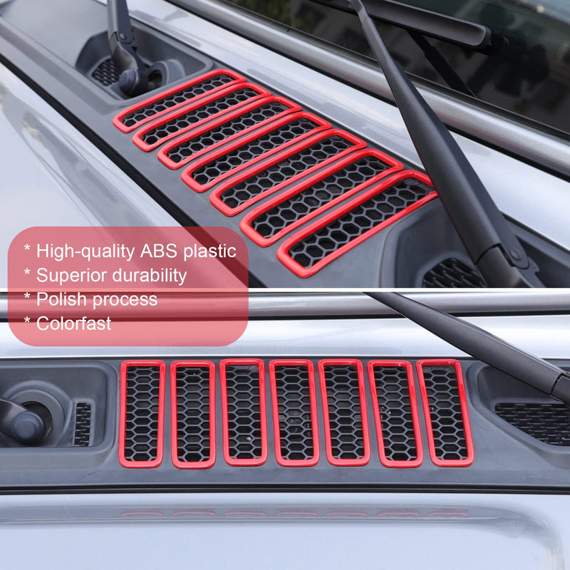 Bonbo Hood Vents & Engine Hood Hinge & Side AC Vent Outlet Trim Exterior Accessories fit for Jeep Wrangler JL JLU Sports Sahara Freedom Rubicon Unlimited Gladiator JT 2018-2023 11PCS (Red) Red