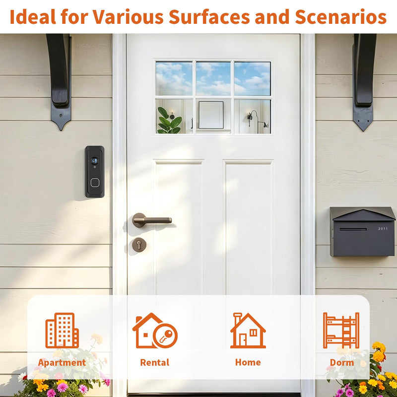 No Drill Doorbell Mount Compatible with Blink Battery Doorbell 2K+, Anti-Theft Doorbell Holder for Apartment Door, Full Cover Adhesive Mounting Bracket Accessories for Home
