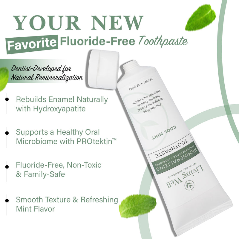 Hydroxyapatite Toothpaste with PROtektin, Fluoride-Free, Mint, 4 oz | Supports Enamel Strength, Oral Microbiome and Gum Health - Remineralizing Formula with PROtektin