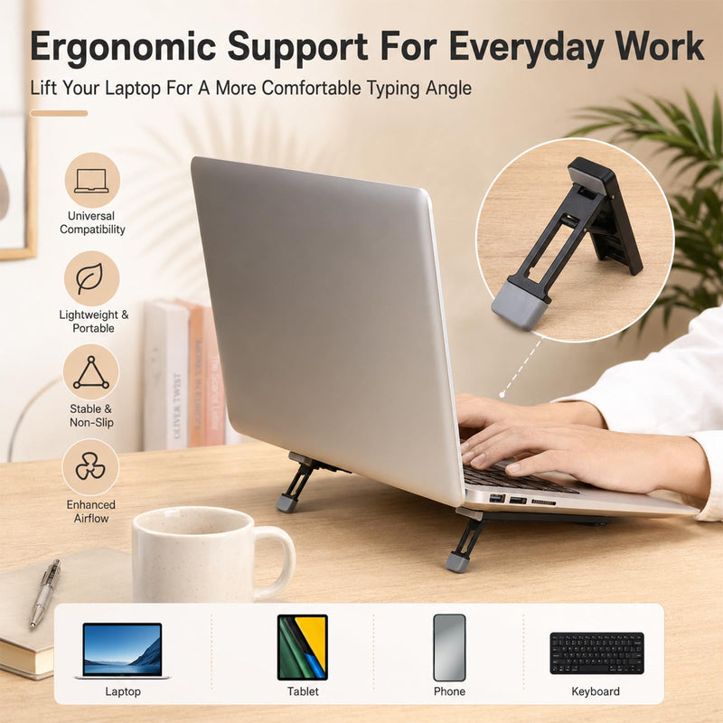 4Pcs Portable Laptop Stand for Desk Keyboard Riser Stand Laptop Riser | Adhesive Stand Feet, Invisible Laptops Riser, Foldable Computer Keyboard Lift, Tilt Angle Adjustable Riser, Most Keyboard