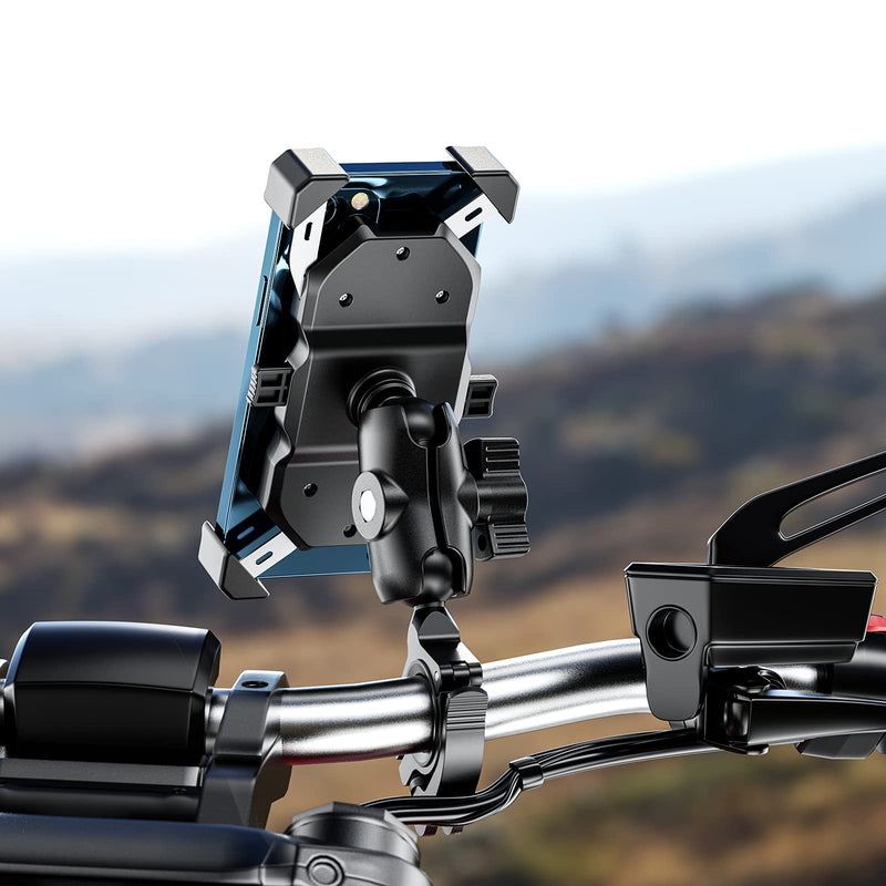 BRCOVAN Aluminum Alloy Handlebar Clamp Mount Base with 1'' TPU Ball for Rail Diameter 0.5'' 0.87'' 1'' 1.125'' 1.26'', Fit for RAM Mounts B Size 1 Inch Ball Double Socket Arm, Tool-Less Installation R18-Set of 1